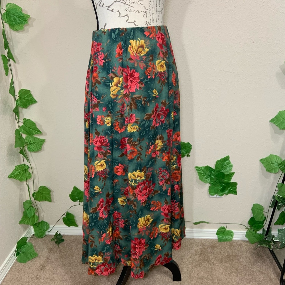 Vintage 90’s Green Floral Ankle Skirt Fairy - Picture 5 of 7